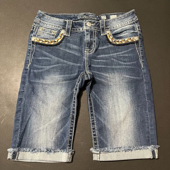 Miss Me Women's Bermuda Jean Shorts Mid Rise 27 EUC - Picture 1 of 10